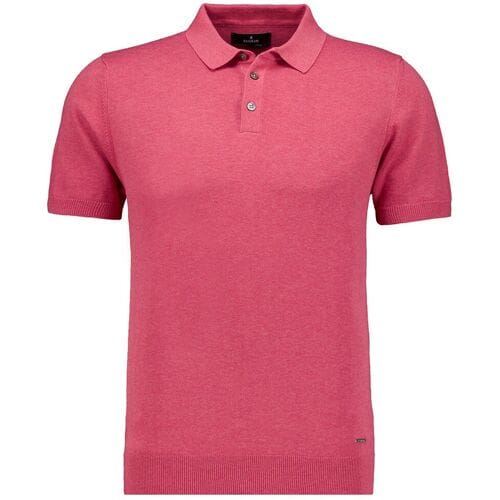 Ragman Trui Melange Cotton Knit Short Sleeve Polo Collar Bright Red / male