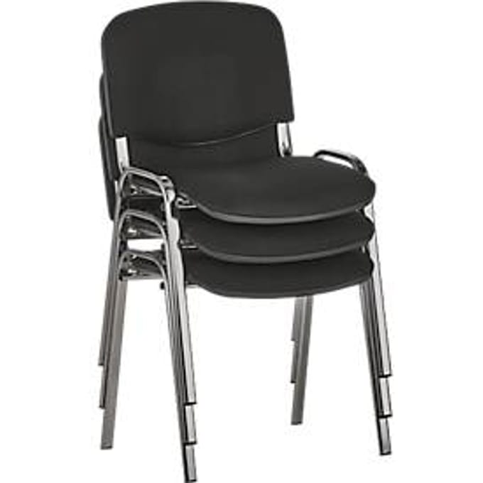 Bezoekerstoel ISO BASIC – stapelbaar - zilverkleurig aluminium onderstel - zwart