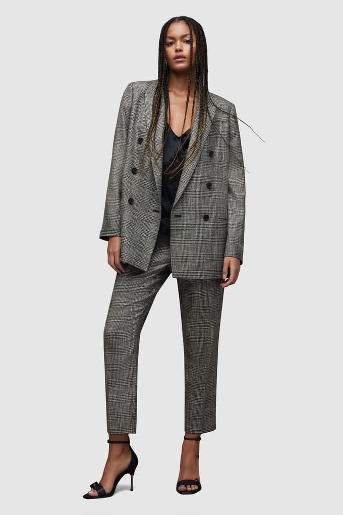 AllSaints Astrid Sparkle Blazer Grey Check Taglia: 6 | Blazers Outlet | Donna | Grigio
