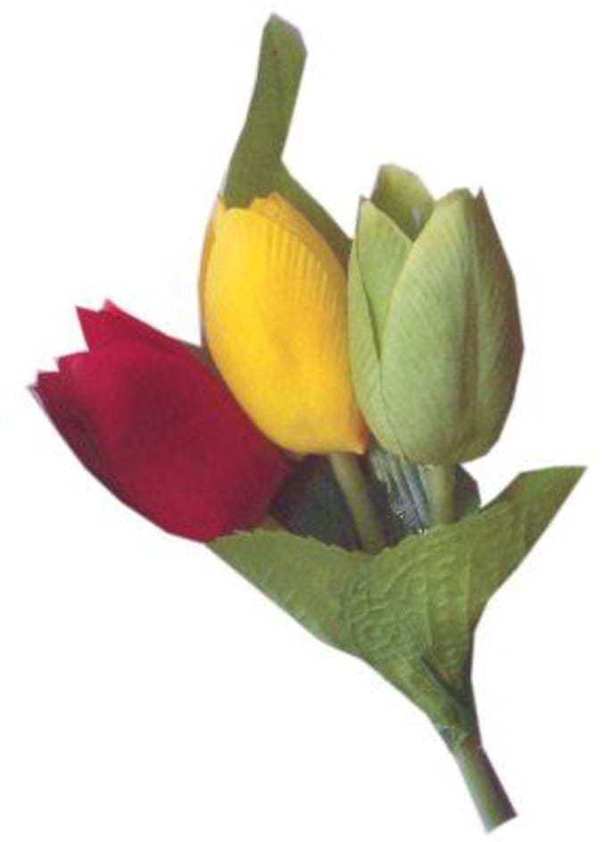 Broche 3 tulpen rood/geel/groen
