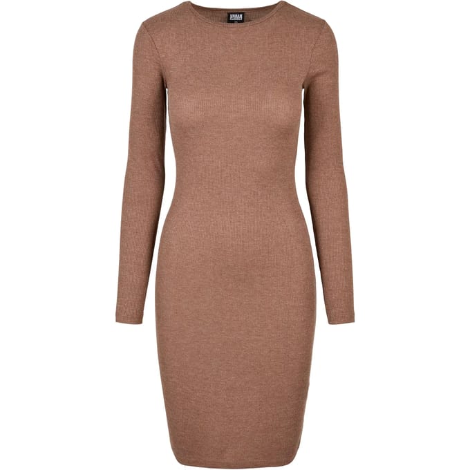 Urban Classics - Rib Lange jurk - S - Beige/Groen