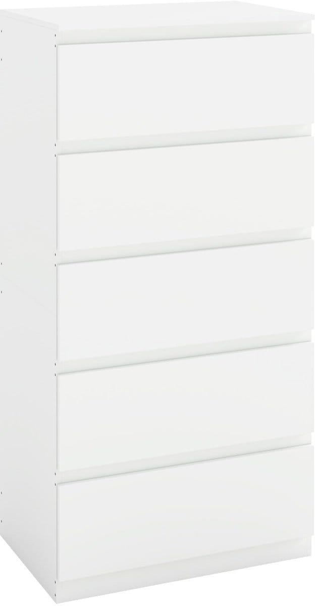 Dailygoods- Commode Wit 60x40x120 cm - 5 Laden - Slaapkamer/Sideboard - Halcommode - Bijzetkast - Opbergpartner voor Thuis - Dressoir