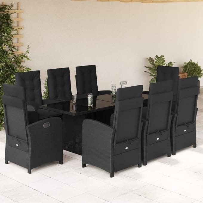 vidaXL - 9-delige - Tuinset - poly - rattan - zwart