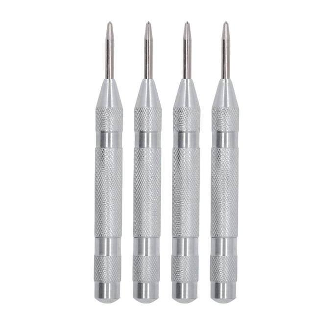 4 Pièces Pointerau Automatique Acier Haute Vitesse 5 Pouces Kit d'Outils pour Installation Maintenance argenté