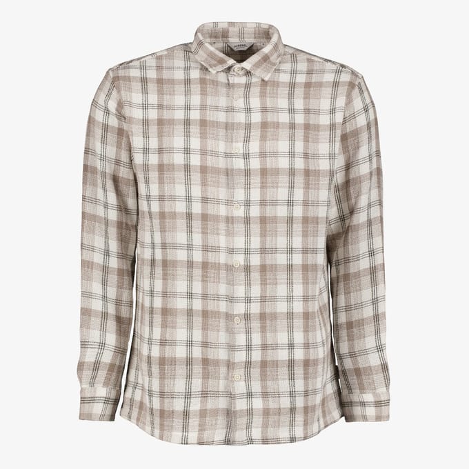 JJ REBEL heren overhemd geruit beige - Maat L