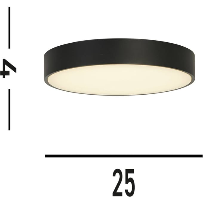 Searchlight Palma LED plafondlamp, zwart, Ø 25 cm, staal/acryl