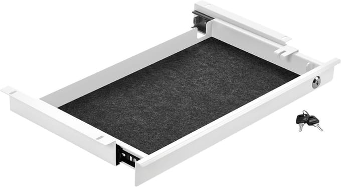 Documentenlade Onder Bureau - Afsluitbare Lade - Veilig Opbergen - Met Kabeldoorvoer - 50cm Breed - Wit