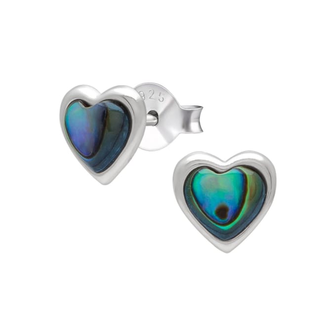 WeLoveSilver - oorbellen - 925 zilver - hartvormig - abalone steen