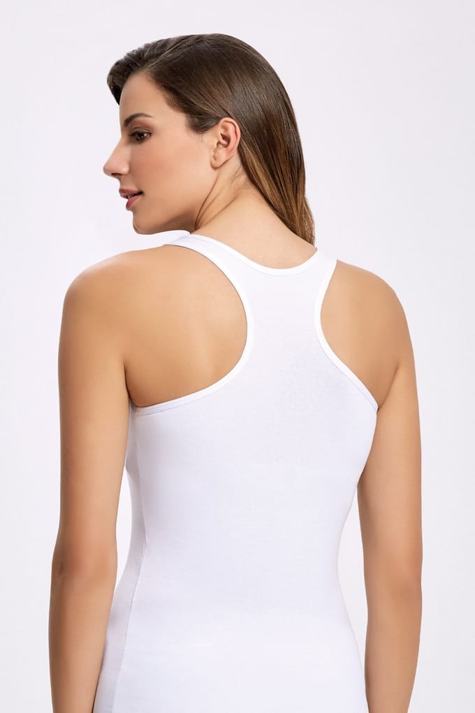 ilke® 2 Pack Dames Halterhemd - Stretch Katoen - Wit - S