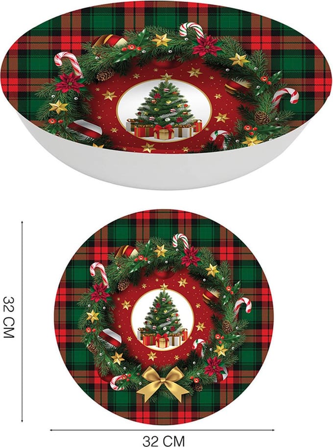 Fiestas Guirca - Kerst schaal kerstboom - 32 x 6 cm - 1 stuks