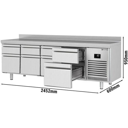 GGM Gastro Kühltisch Premium PLUS - 2452x600mm - 8 Schubladen - Aufkantung
