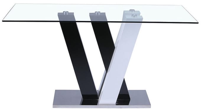 Vente-unique Eettafel WINCH - 6 personen - MDF & gehard glas - Zwart & Wit