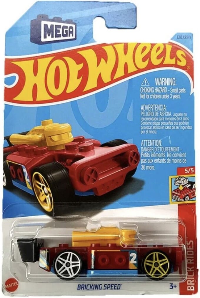 HOT WHEELS BRICKING SPEED RED/BLUE 128/250 1:64 HW BRICK RIDES 5/5