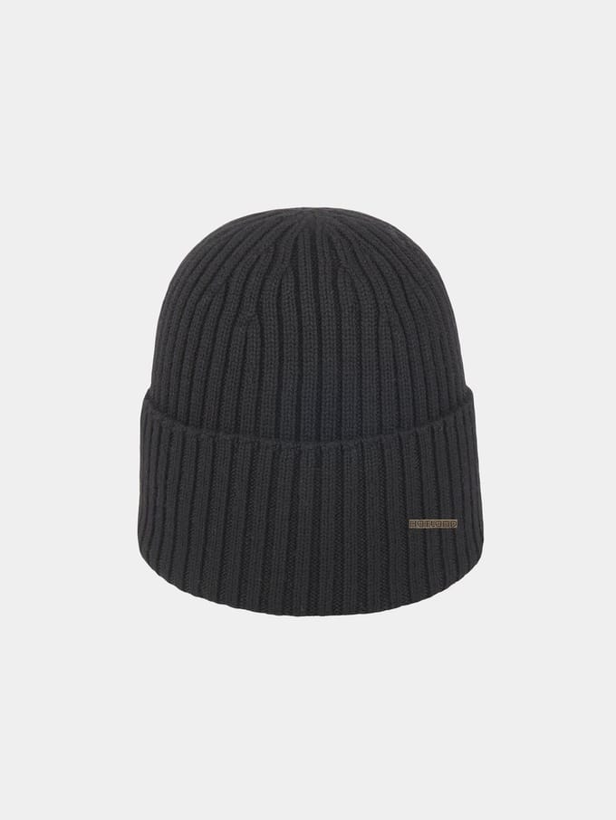 Hatland - Beanie voor heren - Valo Merino - Zwart - maat Onesize
