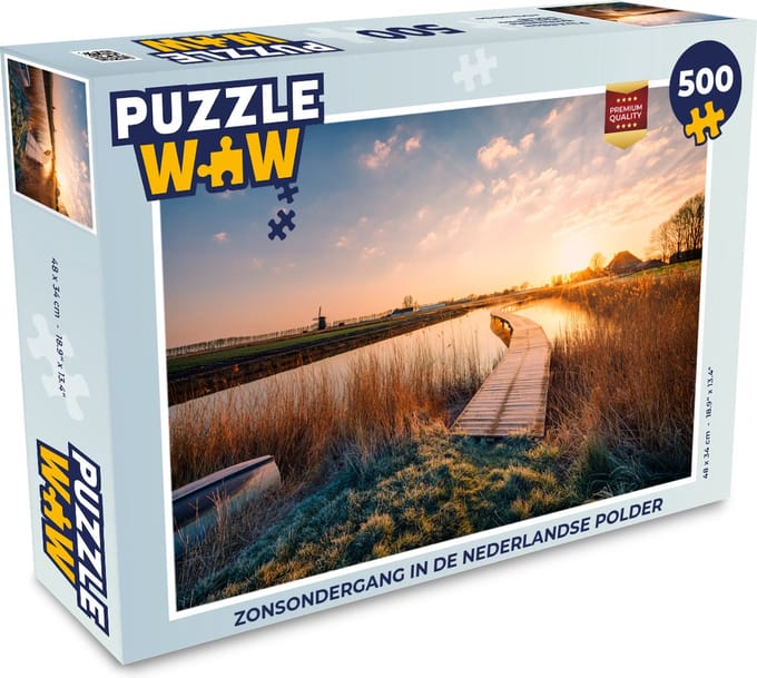 Puzzel Zonsondergang in de Nederlandse polder - Legpuzzel - Puzzel 500 stukjes
