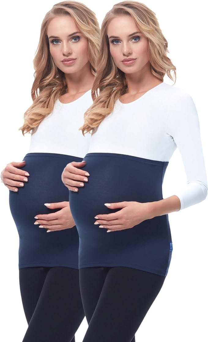 Be Mammy Dames Zwangerschapsbuikband - Zwanger - Viscose - 2Pack - BE-BE20-169-BB-2pack - Donkerblauw/Donkerblauw - 36/38