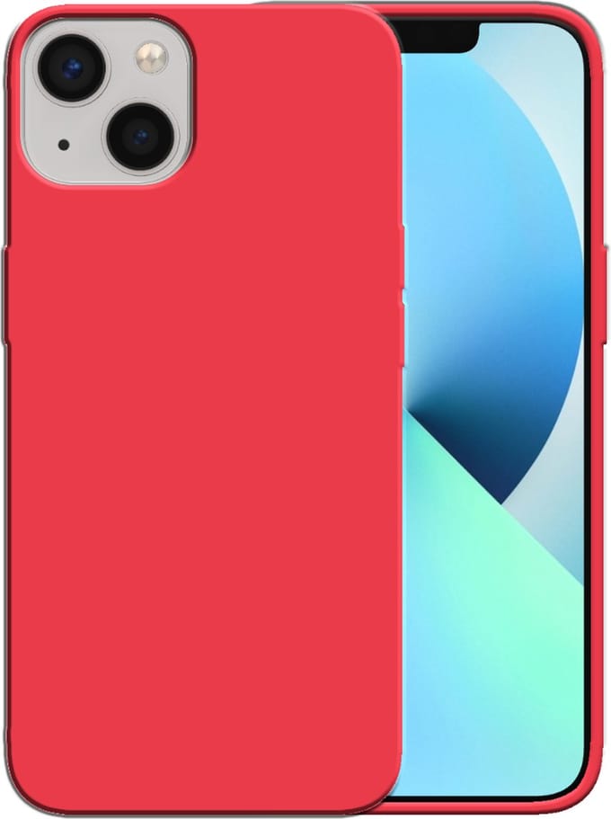 Smartphonica Siliconen hoesje voor iPhone 13 case met zachte binnenkant - Rood geschikt voor iPhone 13