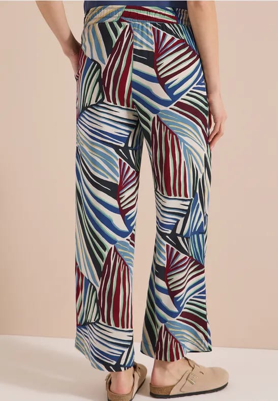 Wide Legs broek met print en riemdetail