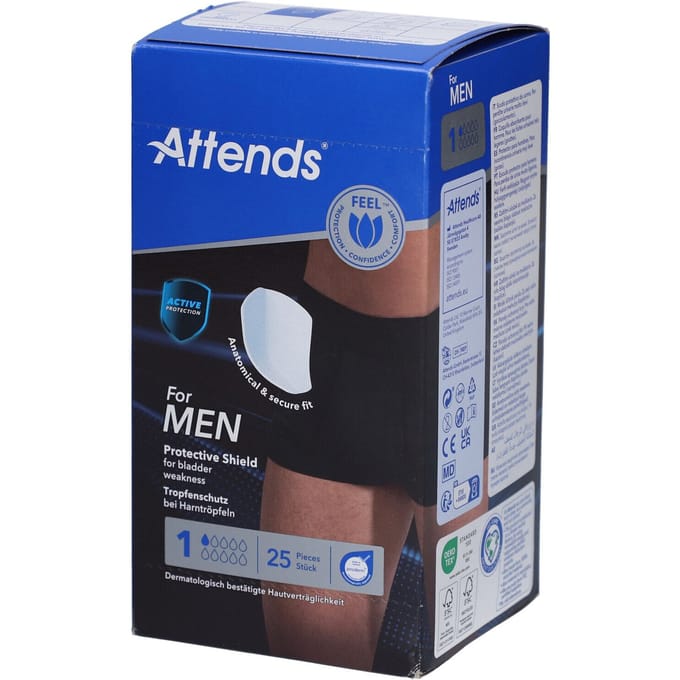 Attends® for Men Shield Level 1 Incontinentie Inlegkruisjes 25 Verband