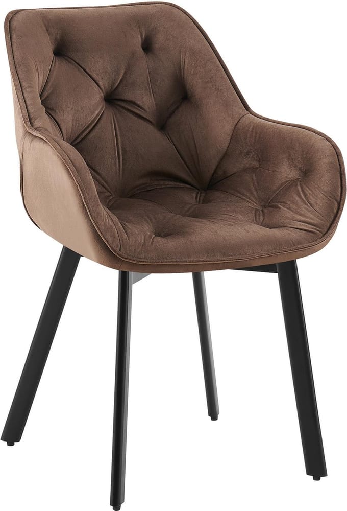 CLP Antigo Eetkamerstoel - Met armleuning - Metalen frame - Velvet - Fluweel/bruin
