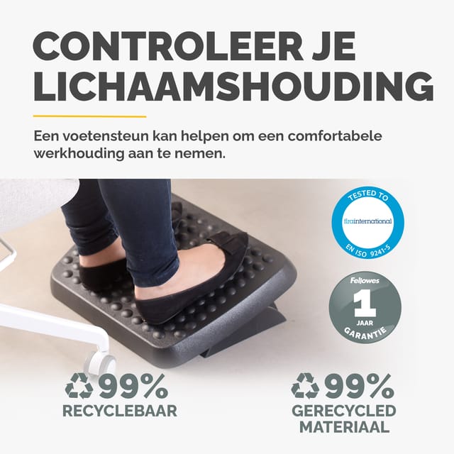 Fellowes voetensteun standaard - Verstelbaar - 100% gerecycled plastic