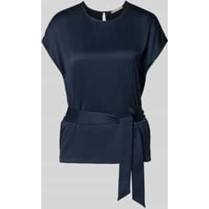 Blouseshirt met ronde hals en strikceintuur