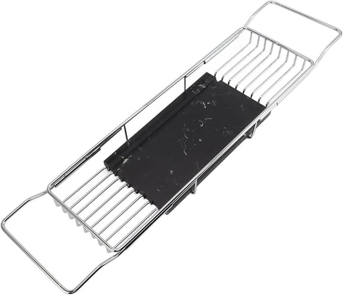 Badplank - Badkuipbak - Ontspanning - Uitbreidbaar ontwerp - 74 cm - Zilver zwart
