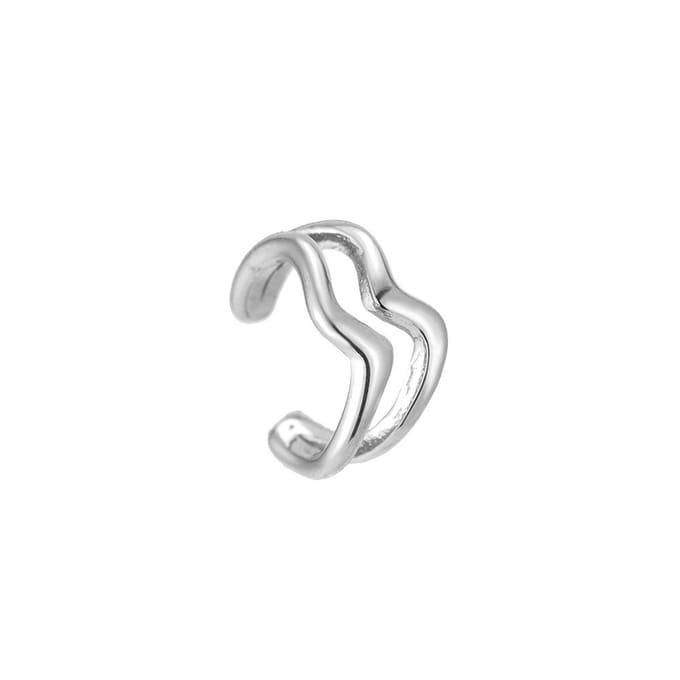 Bijoutheek Earcuff Dubbel Golf Zilver