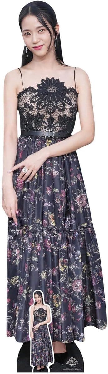 Kartonnen Uitsparing Jisoo - K-Pop Figuur - Fan Display - Lifesize 165cm - 165cm - Zwart Roze
