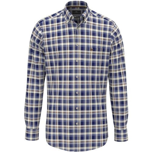 Fynch-Hatton Overhemd Colorful Check Washed Oxford Misty Blue-Blue / male