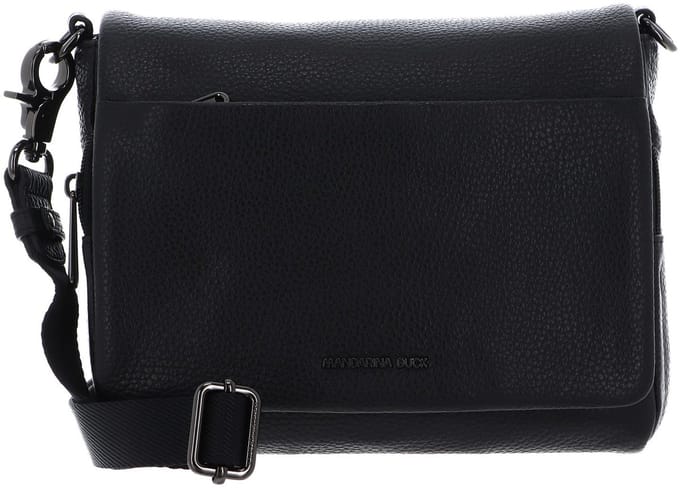 MANDARINA DUCK Leren schoudertas Mellow Leather Crossover Bag Nero zwart