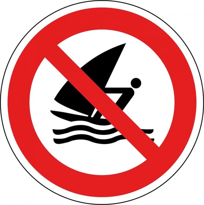 Verboden te windsurfen bord - kunststof - P054 100 mm