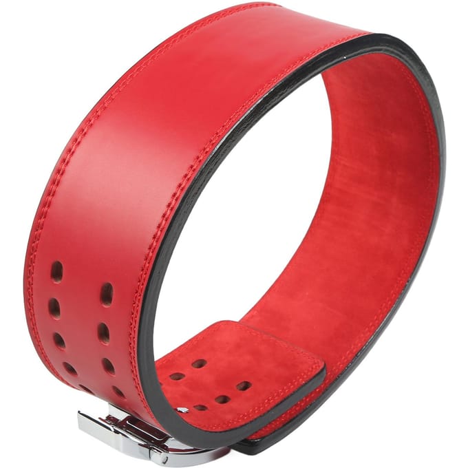 Ceinture d'haltérophilie réglable en cuir de vache, pour soulevés de terre, tractions rouge