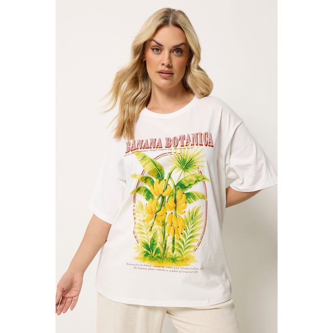 Yours Wit Boxy Tshirt Met Banaanprint Size 42