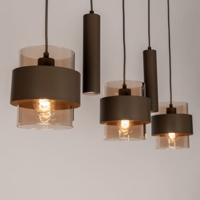 Lumidora Hanglamp 75535 - EIXAMPLE - 5 Lichts - E27 - Bruin - Metaal