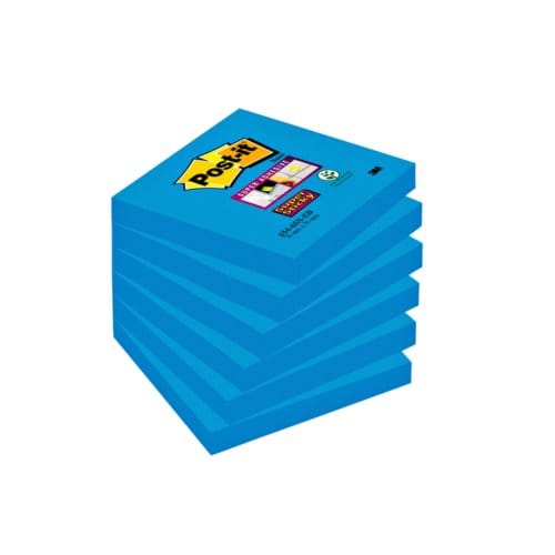 Memoblok post-it 654 super sticky 76x76mm blauw 90 Vel