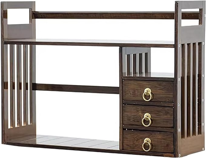 Bamboe Bureau Organizer - Boekenplank Lades - Opgeruimd Werken - Omkeerbaar Ladeontwerp - 70cm Breed - Bruin