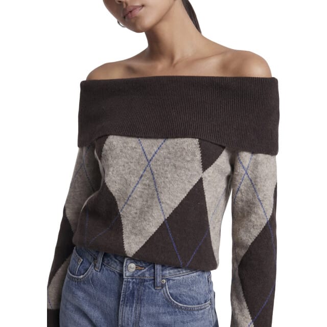 Only Trui Onlalivia Ls Off Shoulder Knt 15383895 Coffee Bean/walnut/sur Dames Maat - S