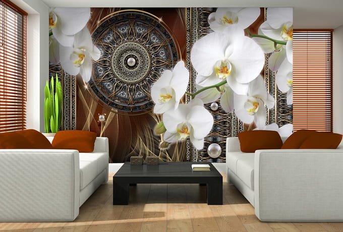 Luxury Abstract Pattern Flowers Spheres Photo Wallcovering