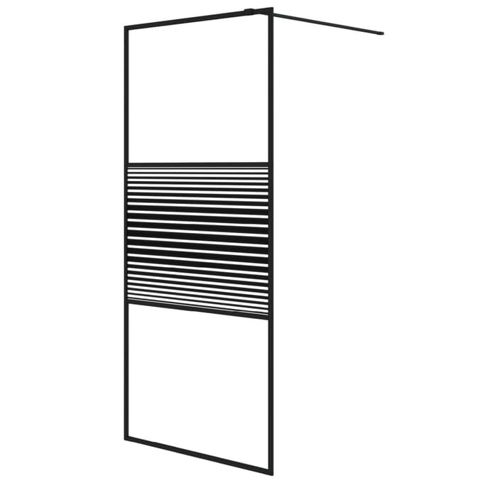 vidaXL - Inloopdouchewand - 90x195 - cm - transparant - ESG-glas - zwart