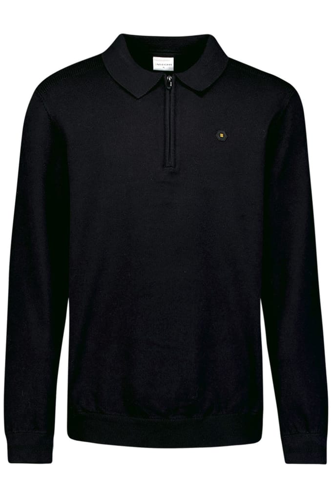 No Excess Pullover Polo Half Zipper Solid Knit Black Größe: S | Poloshirts Outlet | Herren | Schwarz