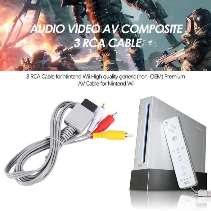 Câble Audio vidéo AV Composite plaqué or, 1.8 mètres, 3 RCA, pour nintendo Wii