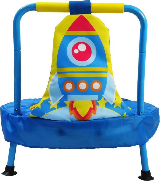 Veilige Kindertrampoline voor Peuters met Handgreep - Blauw Springtoestel