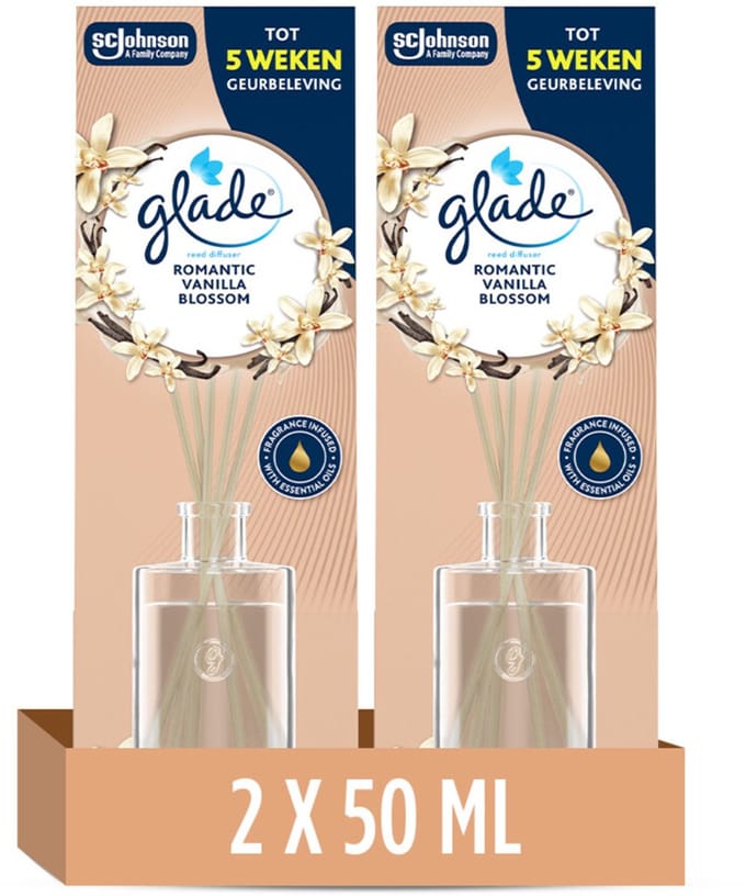 Glade Geurstokjes Romantic Vanilla Blossom - 2 x 50 ml - Voordeelverpakking
