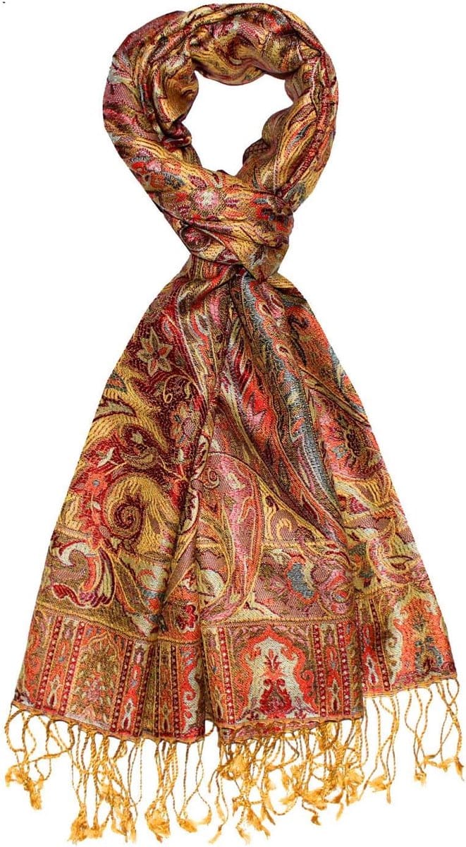 Zijden Sjaal - Pashmina Deken - Stijlvol Accessoire - Jacquard Geweven - 70 x 190 cm - Multicolor