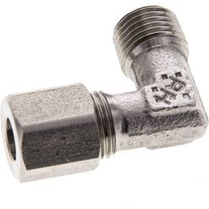 6LL & M10x1 (con) RVS L-Vorm Snijringkoppeling Buitendraad 100bar ISO 8434-1