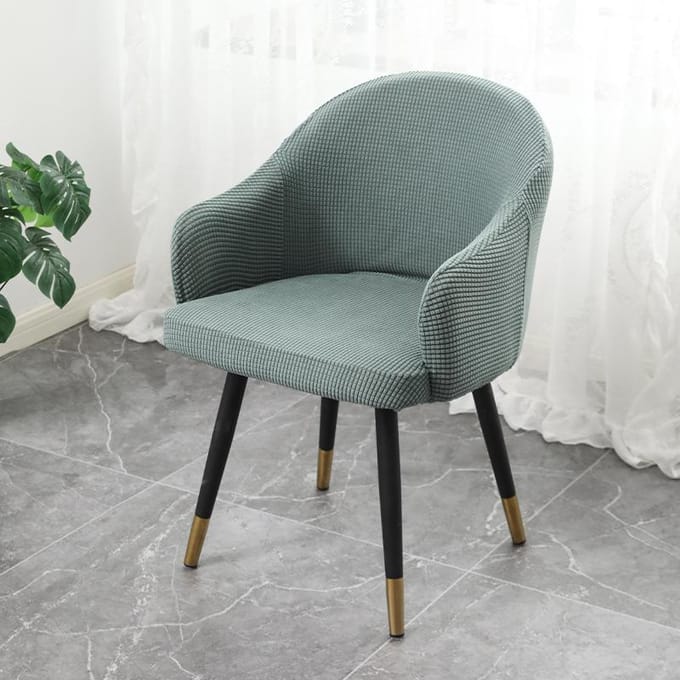 Housse de chaise moderne simple incurvée avec accoudoirs complets élastique pour table à manger dossier entièrement enveloppé housse de tabouret intégrée housse de chaise 36CM gray
