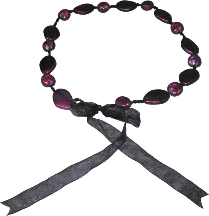 Ketting zwart-bordeaux rood met strik