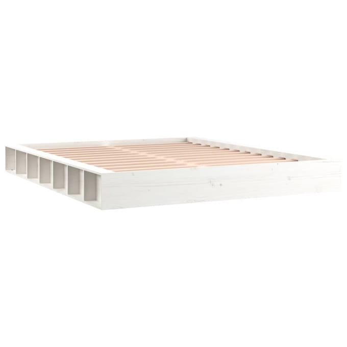 vidaXL - Bedframe - massief - hout - wit - 200x200 - cm