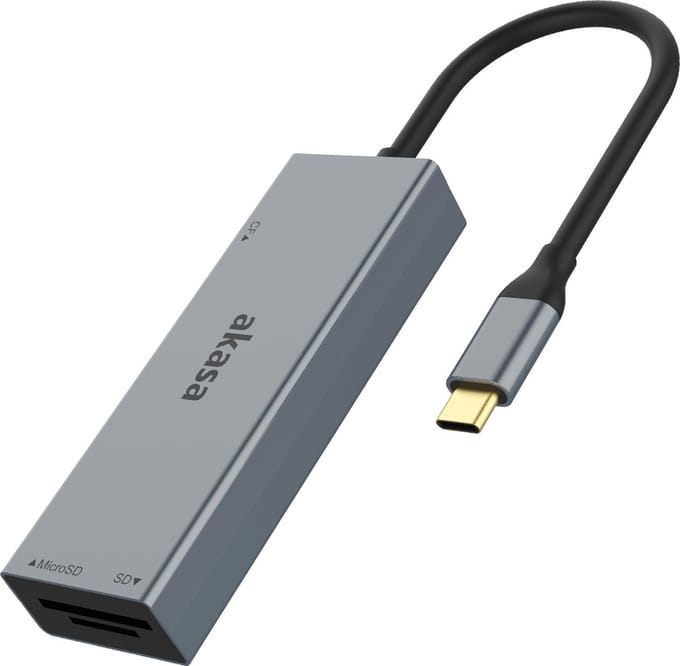 Akasa USB 3.2 Type-C 3-in-1 Card Reader, CF/SD/microSD